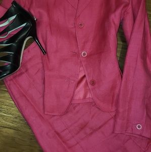 Talbots Irish Linen Hot Pink Skirt Suit SZ10